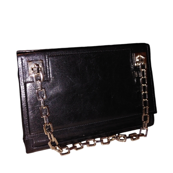 Vintage Bally Black Leather Silver Chain Shoulder Bag - Picture 9 of 13